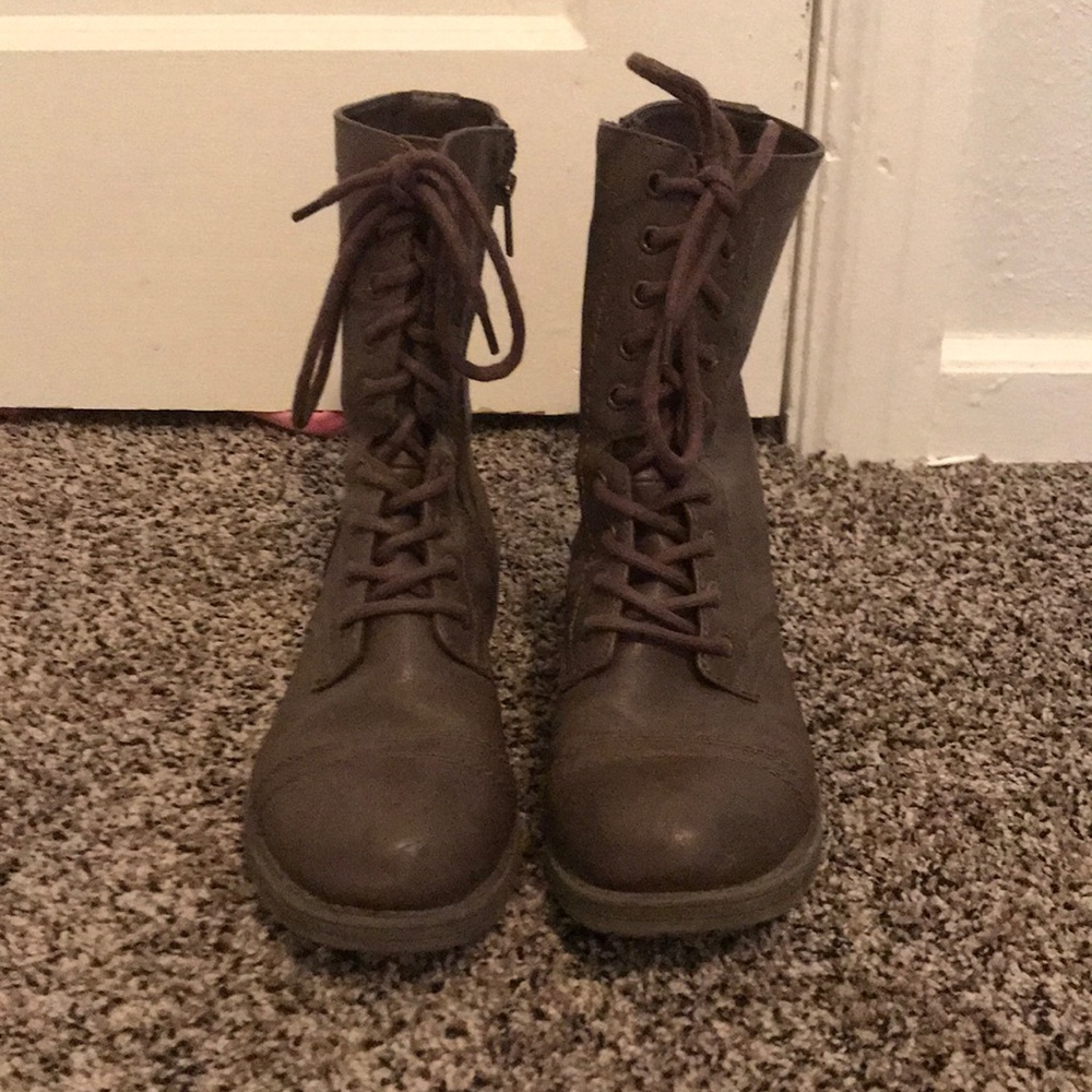 Brown combat boots